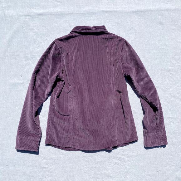 VTG Denim & Co. Corduroy Button Up Shacket Jacket Shirt Large Fall Long Sleeve - Picture 2 of 3